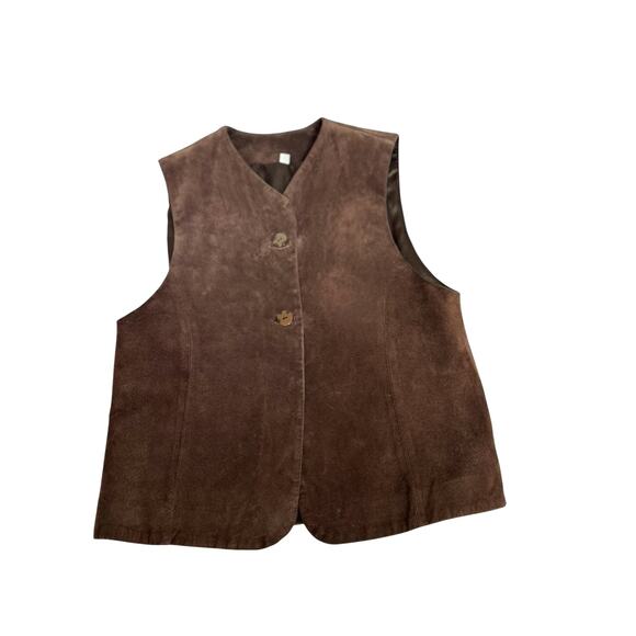 VTG Chocolate Brown Suede Leather Western Vest Size S/M Boho Festival Cowgirl - Picture 5 of 10